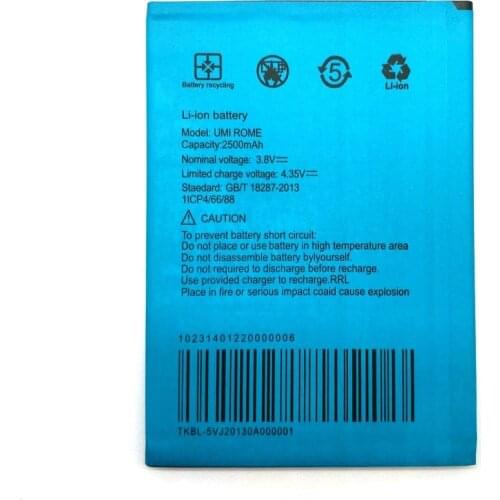 1pcs 100% high quality UMI Rome 3.8v 2500mAh Battery For UMI Rome X Mobile Phone +Tracking Number