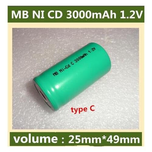 Battery MB NI CD C3000mAh 3000mah 1.2V rechargeable battery type C NI-Cd rechargeable batteries 2pcs/lot
