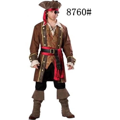 Free pp New high-quality mens clothing exports Game Pirates of the Caribbean pirate clothing Halloween cosplay dress clothes