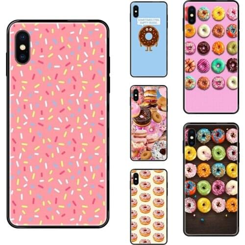 Kids Donut Sprinkles Wallpaper For Galaxy S20 S10e S10 S9 S8 S7 S6 S5 edge Lite Plus Ultra Black Soft TPU Coque Case Capa