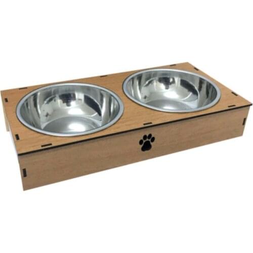 Cat Dog Mama And Water Container Wood 34*15*6 cm Wooden Stand 280 ML Cap