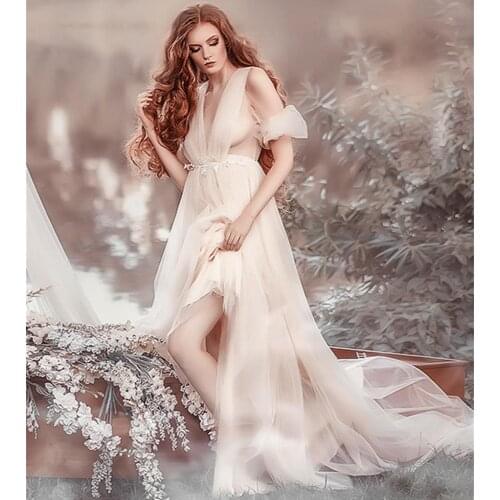 Cheap Maternity Dress Gown for Photo Shoot Props High Quality Maternity Photography Tulle Gown Costume Bridal Dresses Bathrobe