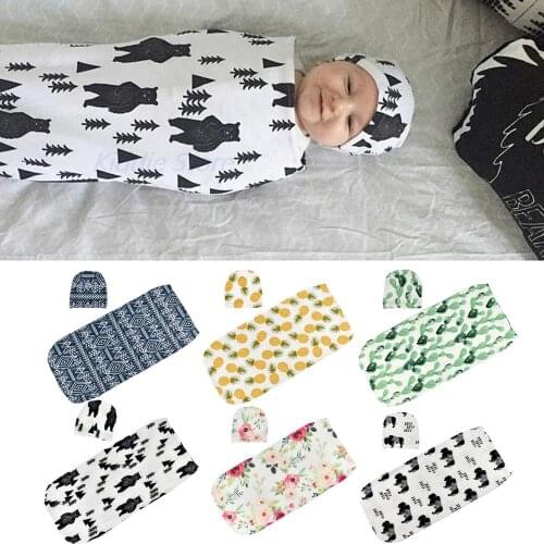 Baby Print Cocoon Sleepsacks Swaddling Blankets for Newborns Infant Unisex Cozy Sleeping Bag with a Beanie Baby Photograph Wrap