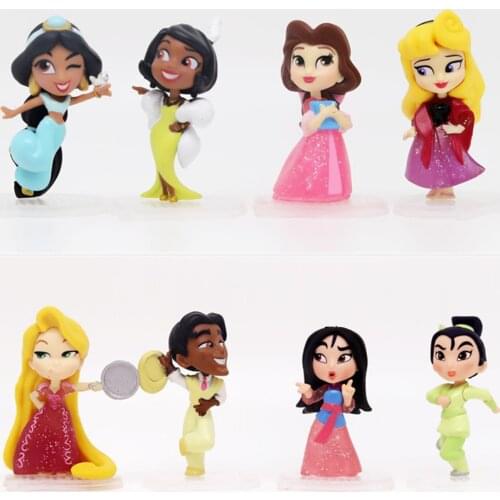Disney Princess Comics Minis Series Character Model Moana/Snow White/mulan/ Cinderella/Rapunzel /Tiana Figure Toys kids Gifts