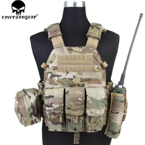 Emersongear LBT6094A Style Tactical Vest With 3 Pouches Hunting Airsoft Military Combat Gear EM7440 Multicam AOR Khaki Mandrake