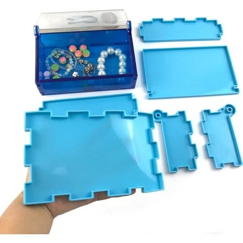 1 SET Resin Mold Big Size Domino Storage Box Silicone Casting Mould for DIY UV Epoxy Resin Dominoes Container Mold Tool Supplies