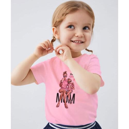 Summer Kawaii Style Top Kids T Shirt Cartoon Baby Love Mom Clothes Pattern T-shirt Boys Girls Soft T Shirt Toddler Short Sleeve
