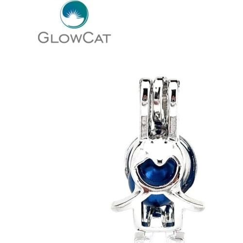 K1241 5pcs/lot Silver Alloy Lovely Cartoon Boy Beads Cage Pendant Fairytale Party Essential Oil Diffuser Gift