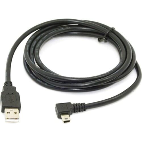1.8m Mini USB B Type 5pin Male 90 Degree Left Angled to USB 2.0 Male Data Cable Black Color