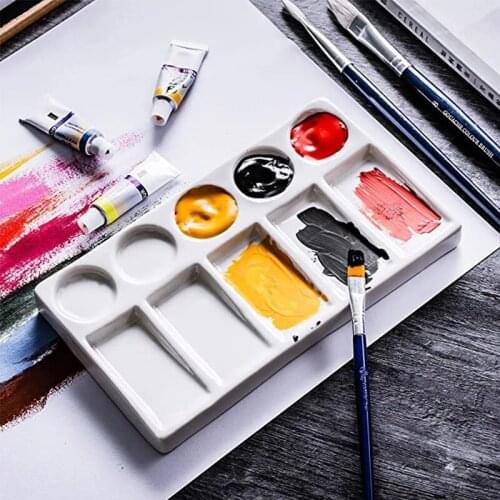 Ceramic palette ,Watercolor Painting Dish Water Powder Dish ,Big Toning area,Limited edition handmade white porcelain