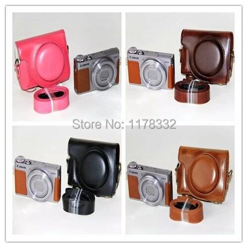 Leather Camera Bag Case + Sling Strap For Canon G9X Digital Camera Shoulder Bags Cases Camear with Strap