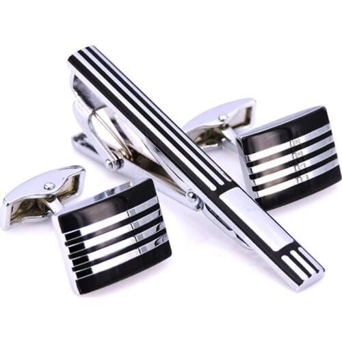 Hot sale Horizontal Stripes Mens Cufflink Cuff Links men Wedding cufflinks Free shipping Business Shirt Cufflink/Tie pin set