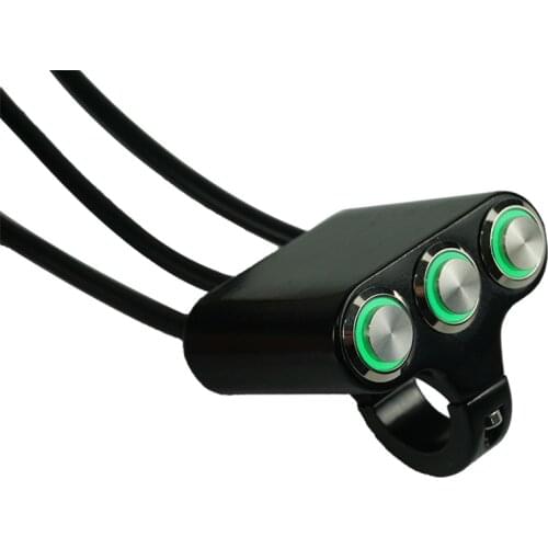 Motorcycle Switch 7/8" 22mm Handlebar Mount Switches Headlight Hazard Brake Fog Light Aluminum With Green Indicator LED