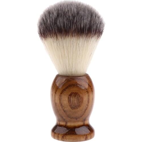 Men Synthetic Hair Shaving Brush Retro Wooden Handle Salon Barber Tool