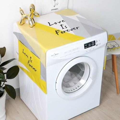 Geometric Rhombus Dust Covers Washing Machine Covers Refrigerator Dust with Pocket Cotton Linen Microwave Dust Covers Home Clean
