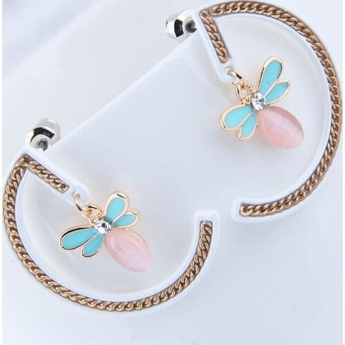 2019 New Fashion Insect Dragonfly Earrings Opal Earrings Elegant OL Sweet Earring for Women