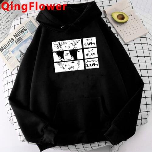 The Promised Neverland Hoodies Sweatshirt Men Harajuku Japanese Anime Hoodies Streetwear Emma Norman Ray Graphic Hooded Male