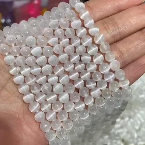 Factory Stock Wholesale Top Quality Loose Round Reflective Strand Bead Selenite