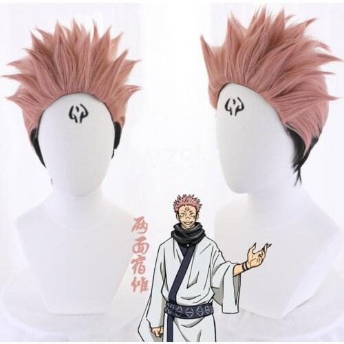 Anime Jujutsu Kaisen Cosplay Ryomen Sukuna Wig Jujutsu Kaisen Yuji Itadori Pink Black Short Heat Resistant fiber Hair Wigs