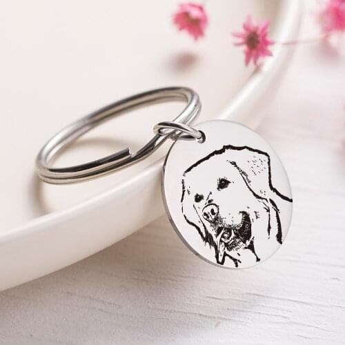 Personalized Custom Pet souvenir Keychain ，Prevent Dogs Losing Dog Tag，Real Photo Engraving