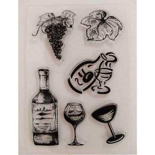 Transparent Clear Stamps grape Wine glasses for Scrapbooking DIY Silicone Seal Photo Album Decor Embossing Folder Template
