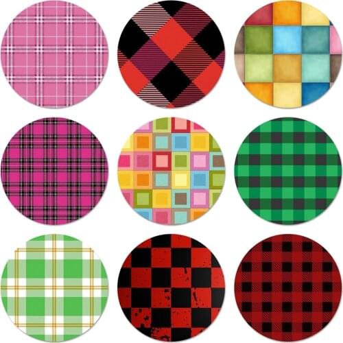 Checkered colorful Icons Pins Badge Decoration Brooches Metal Badges For Clothes Backpack Decoration 58mm