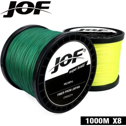JOF 9 Colors Fishing Line 8 Strands Carp Fishing Cord 1000m 100% PE Pesca Braided Line Wire Peche Strong 22-88LB Fishing 2019