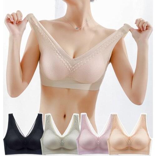 Sexy Lady Lace Bra Wire Free Bra Tube Top Lace Solid Color Women Underwear Yoga Vest Breathable Push Up