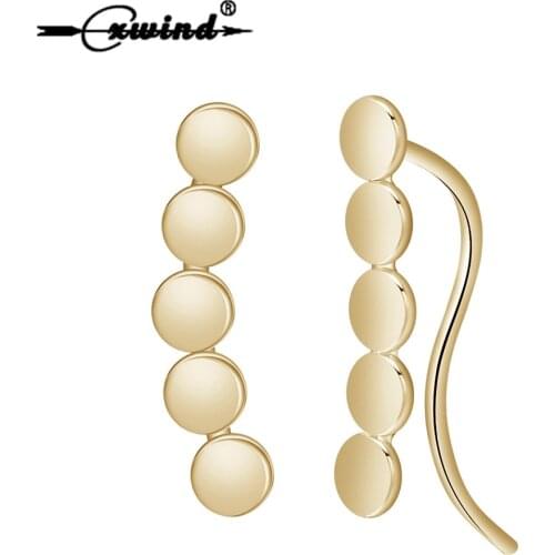 Cxwind Gemetric Round Beads Linked Ear Cuffs Hoop Earrings Drop Piercing Earring Fashion climbing frames Jewelry