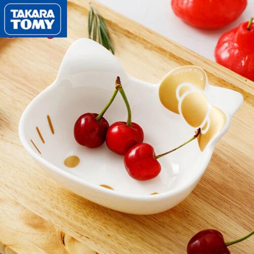 TAKARA TOMY Fashion cute cartoon Hello Kitty shape bowl ceramic thick simple household sauce dish tableware