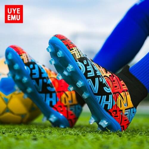 UYEEMU Football Shoes Men 2021 Summer New Assassin CR7 Plus Size Women Rainbow AG Long Nails Broken TF Artificial Grass Training