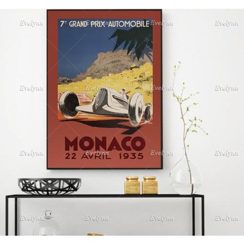 Vintage Car Monaco 7e Gran Prix Poster 1930s / Rally Wall Art/Automotive Decor/Wall Art Prints Home Decor Canvas Floating Frame