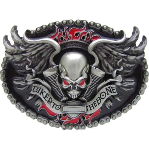Vintage Stylish Skull Skeleton Head BIKER TO THE BONE Belt Buckle Mens Gift Clothes Accessories