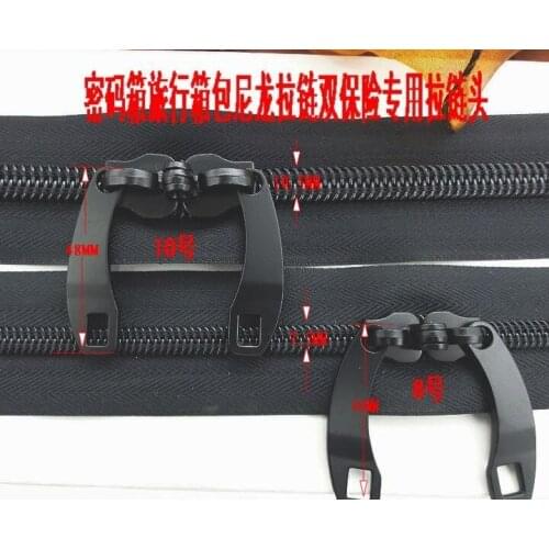 Roomy nylon zippers 8#/10# 5meters zip and 6PCS zip sliders black for outdoor tent/yacht/Trolley Case/suitcase/ Backpack
