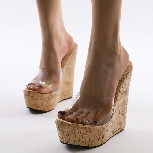 New Summer PVC Transparent Platform Wedges Sandals Women Fashion High Heels Female Summer Shoesdty76