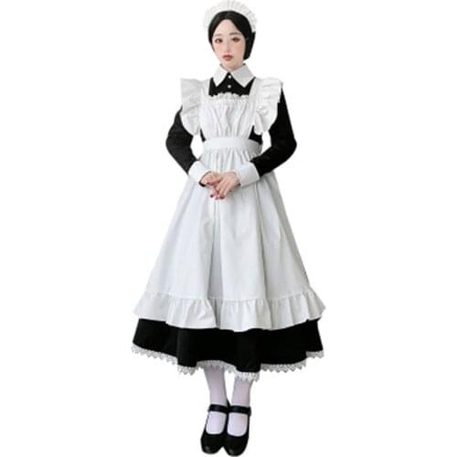 Women Maid Outfit Anime Long Dress French Court Maid Dress Lolita Dresses Cosplay Costume