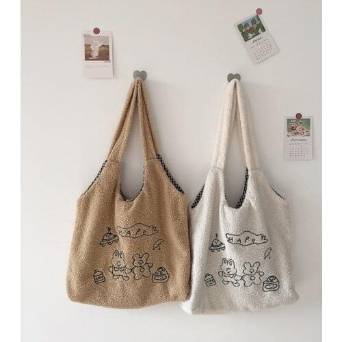 Winter Soft Lambswool Handbags For Women 2021 Chain Totes Womens Shoulder Crossbody Bags Hand Bag And Purses Lady Messenger Bag