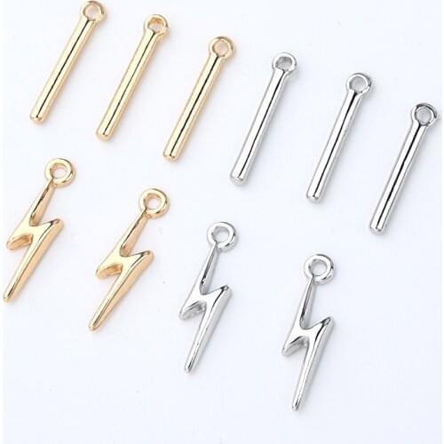 10pcs Personality Short Stick Lightning Earring Charms Bracelet Make Findings Diy Alloy Gold Earrings Dangle Jewelry Charms C284