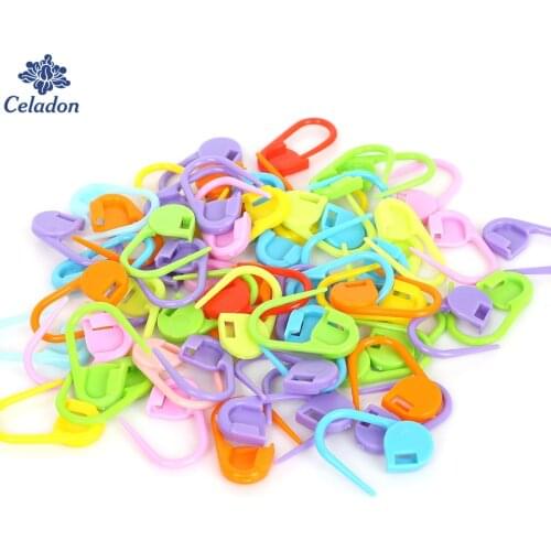 100Pcs/lot 22mm Length, Random Mixed Color Plastic Knitting Crochet Locking Stitch Rings Marker For Knitting & Crochet