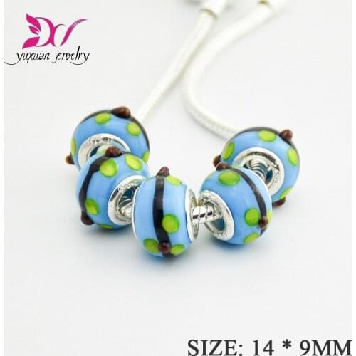 10p Promotion Loose Beads Silver Core Handmade Lampwork Murano Glass Beads Fits Pan Bracelet DIY Jewelry Accessories colar TK087