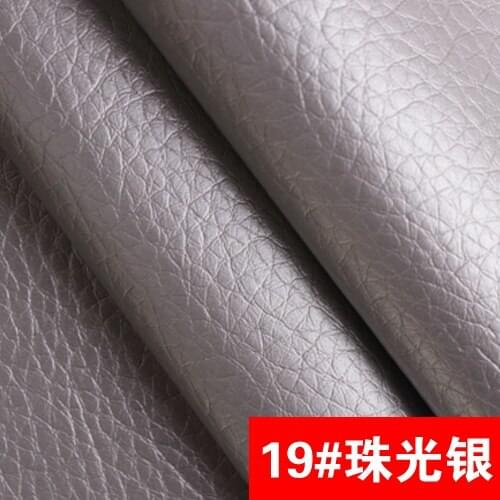 19# silvery color High Quality PU Leather fabric like leechee for DIY sewing sofa table shoes bags bed material (138*100cm)