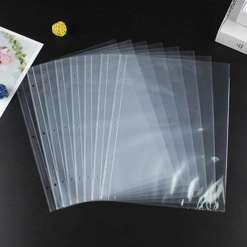 20Pcs/Lot DIY Transparent Loose-Leaf 3Ring Bag Folder Information Book Pocket Documents Sheet Protector System Planner Organizer