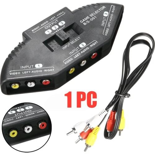 3-Way Audio Video AV Cinch RCA Splitter Switch Selector Box Splitter with 3 RCA Cable for STB TV DVD Player for XBOX PS2