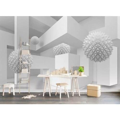 3D 50 Geometry Custom Wallpaper Cube White Wall Abstract Art Wall Mural for Wall Decoration in Living Room and Bedroom