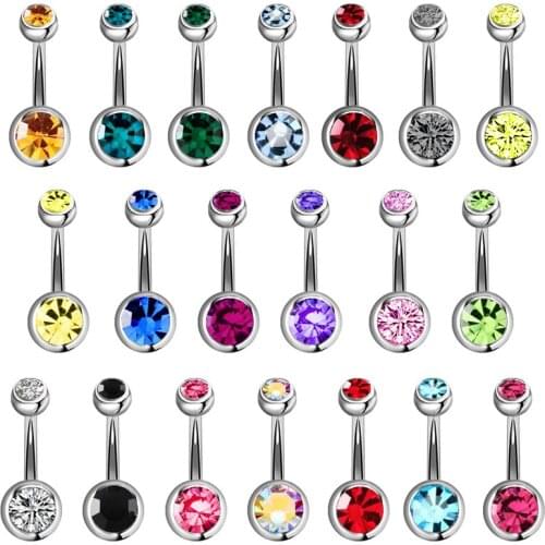 5/10/15/20pcs/lot Navel Piercing Ombligo Ball Nombril Piercing Navel Surgical Steel Crystal Rhinestone Belly Button Rings