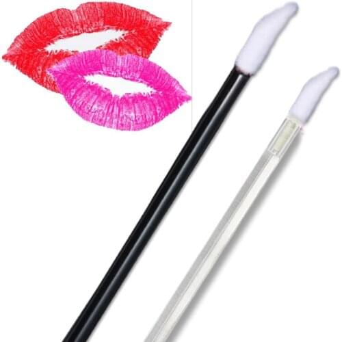 50pcs Disposable Lip Brush Lipstick Gloss Wands Lipbrush Makeup Tool ETS88