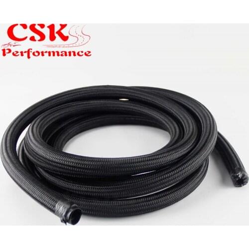 5M AN12 STAINLESS STEEL / NYLON BRAIDED 15KPSI 12-AN OIL/FUEL LINE/HOSE 5METER 15T BLACK / SILVER