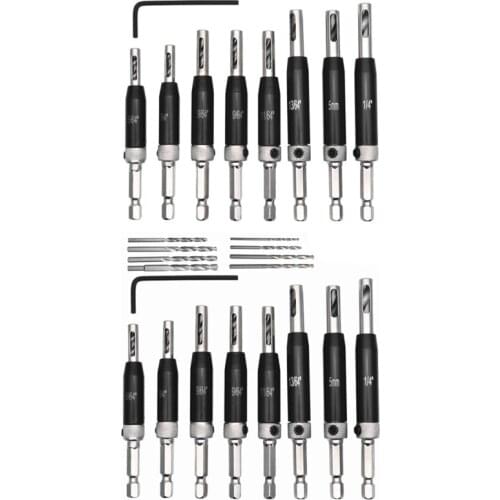 8/16pcs Self Centering Hinge Drill Bits with Hex Key Set Hole Puncher Guide Door Cabinet Woodworking Tools