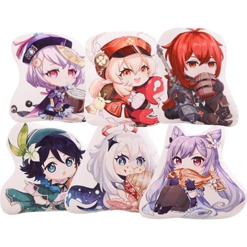 Anime Genshin Impact Barbara Diluc Qiqi Paimon Short Plush Doll Throw Pillow Game Cute Toys Cartoon Cushion Birthday Xmas Gifts