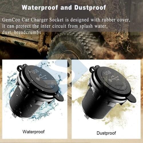 New 5-12V Car Charger Socket QC 3.0 Dual USB Port Volt Display Phone Fast Charging Suitable for iPad Android Tablet Mobile Power